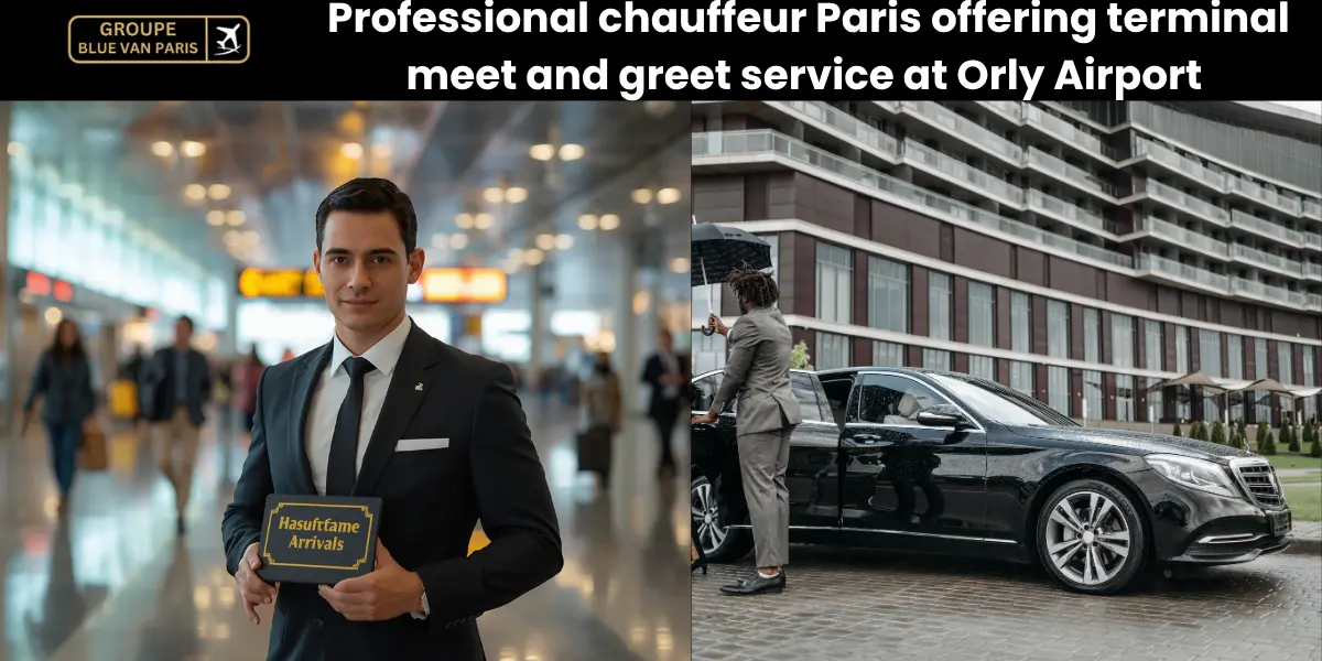 Professional chauffeur Paris offering terminal meet and greet service at Orly Airport